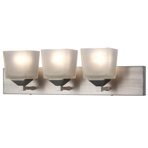 Edwards 24 in. 3 - Light Brushed Nickel Bathroom Vanity Light Fixture with Frosted Glass Shades - Stu's Home Improvement Outlet
