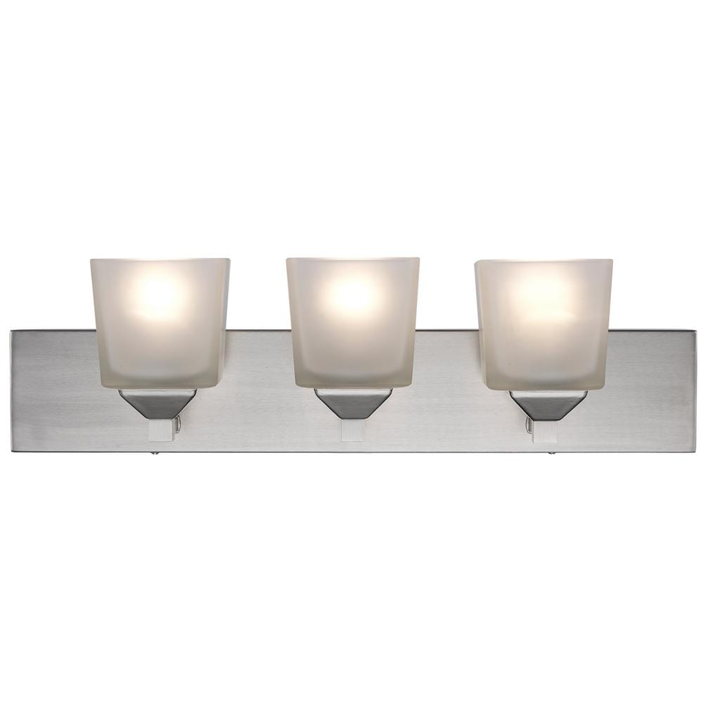Edwards 24 in. 3 - Light Brushed Nickel Bathroom Vanity Light Fixture with Frosted Glass Shades - Stu's Home Improvement Outlet
