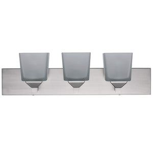 Edwards 24 in. 3 - Light Brushed Nickel Bathroom Vanity Light Fixture with Frosted Glass Shades - Stu's Home Improvement Outlet