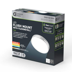 Flexinstall LED 10 in. Brushed Nickel Cut Out Detail Recessed Ceiling Light for Home with 5CCT DuoBright Dimming - Stu's Home Improvement Outlet