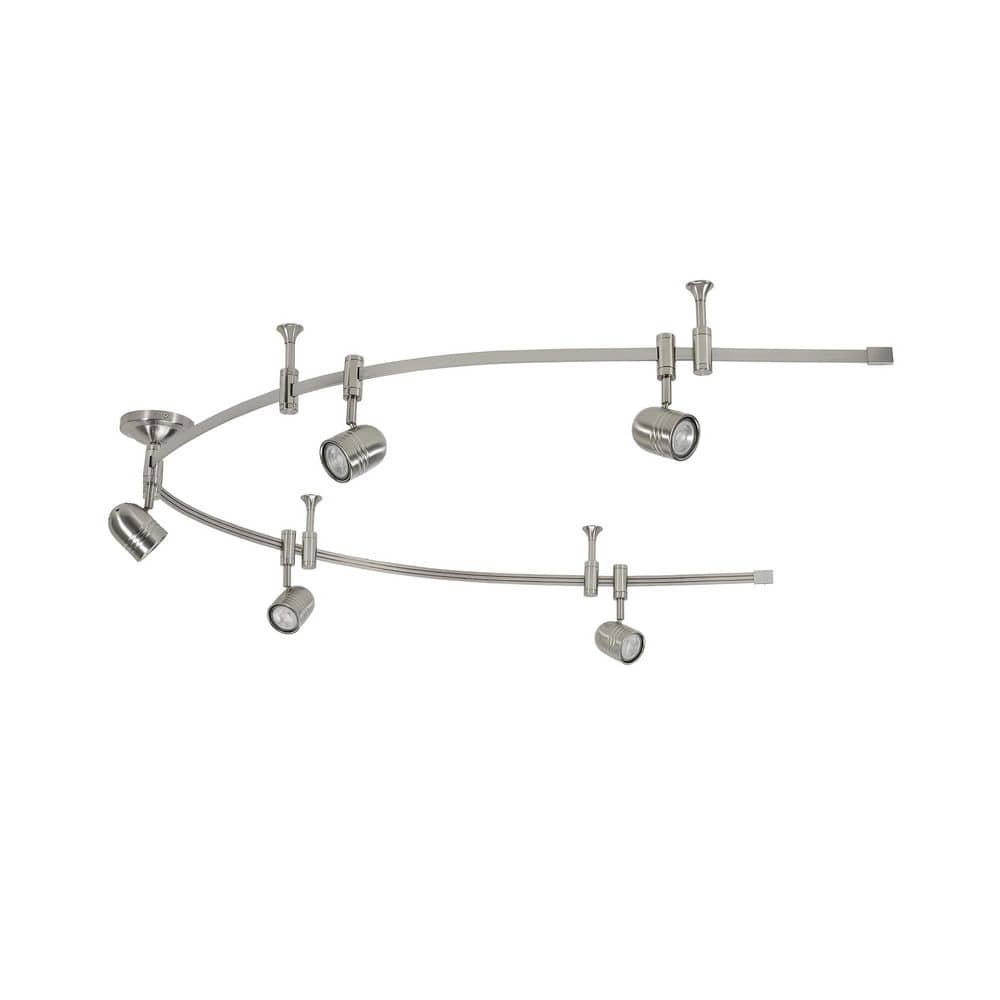 Flex Track 8 ft. Brushed Nickel LED Ceiling Mounted Hard Wired Track Lighting Kit with Pinhole Head