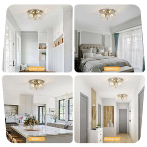 12 in. 2 - Light Brushed Nickel Flush Mount Ceiling Light with Water Rippled Glass Shade - Stu's Home Improvement Outlet
