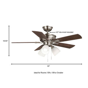 Vaurgas 44 in. LED Indoor Brushed Nickel Ceiling Fan with Light Kit - Stu's Home Improvement Outlet
