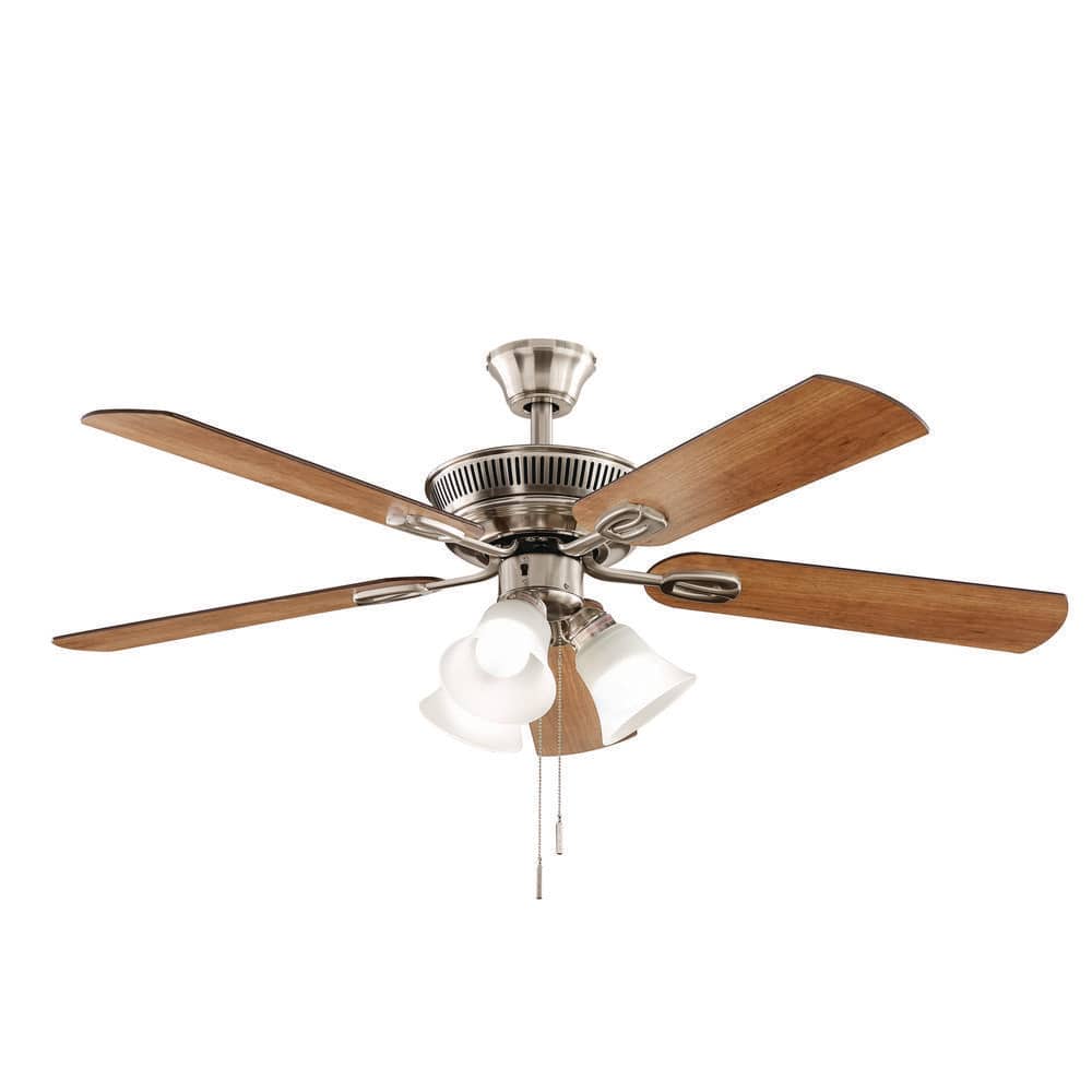Glendale III 52 in. LED Indoor Brushed Nickel Ceiling Fan with Light and Pull Chains