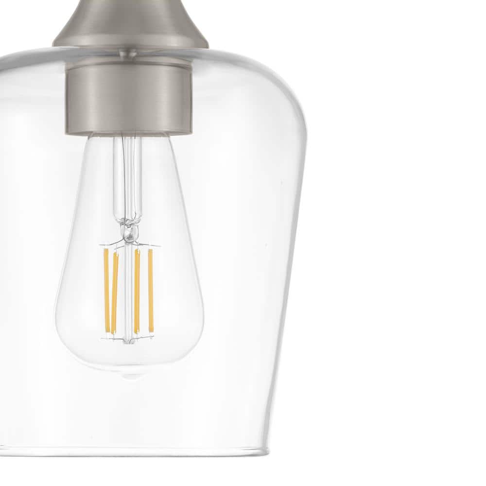 Pavlen 1 - Light Brushed Nickel Contemporary Hanging Mini Pendant with Clear Glass Shade - Stu's Home Improvement Outlet