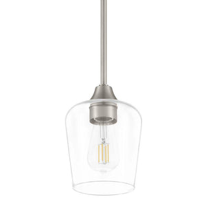 Pavlen 1 - Light Brushed Nickel Contemporary Hanging Mini Pendant with Clear Glass Shade - Stu's Home Improvement Outlet