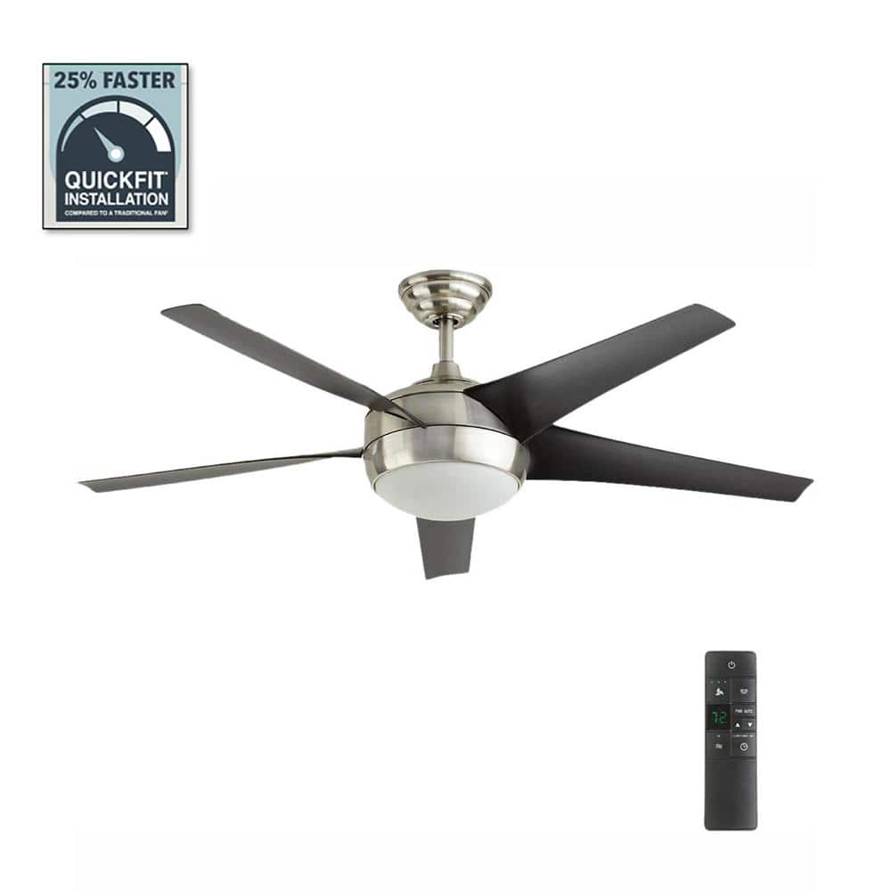 Windward IV 52 in. Indoor LED Brushed Nickel Ceiling Fan with Dimmable Light Kit, Remote Control and Reversible Motor