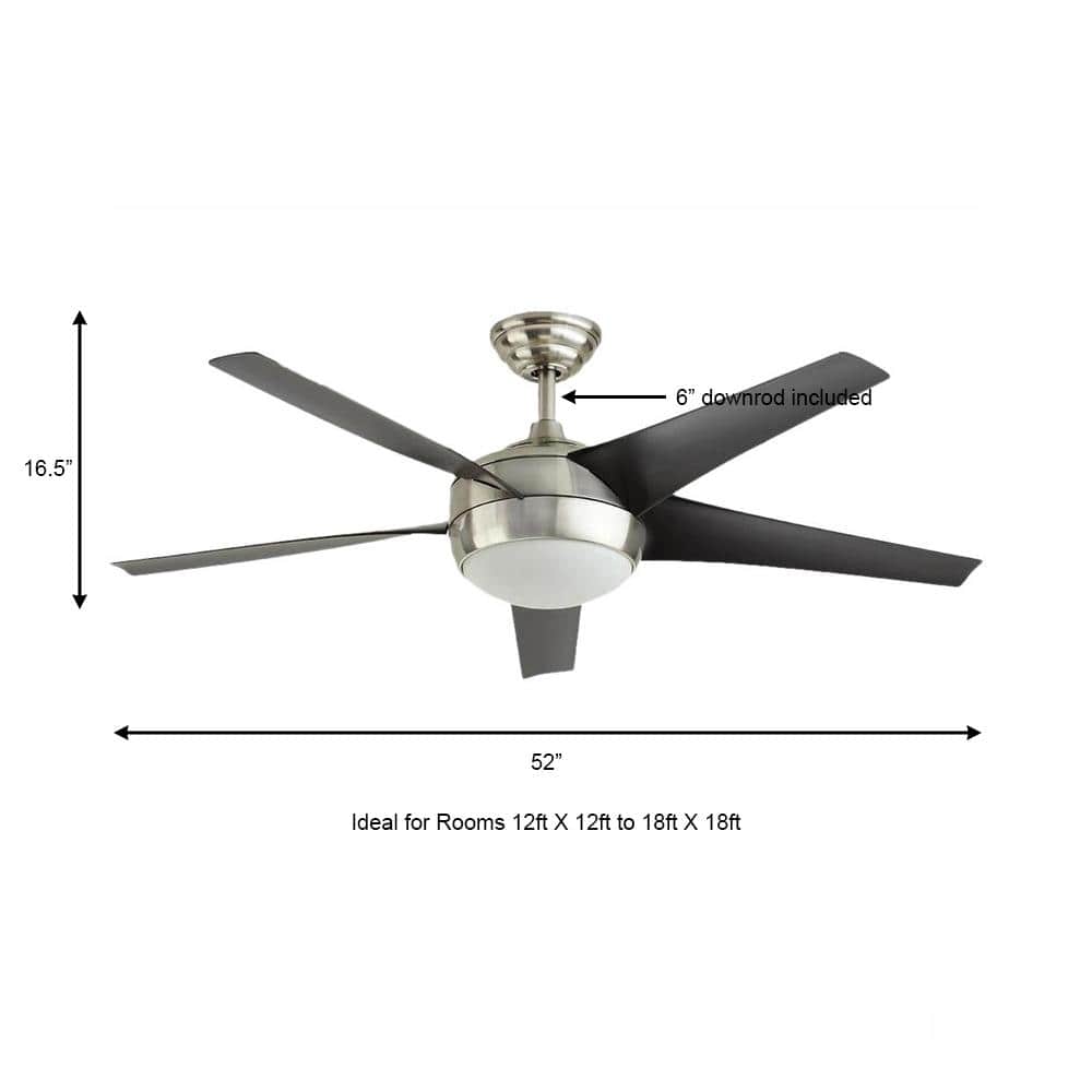Windward IV 52 in. Indoor LED Brushed Nickel Ceiling Fan with Dimmable Light Kit, Remote Control and Reversible Motor