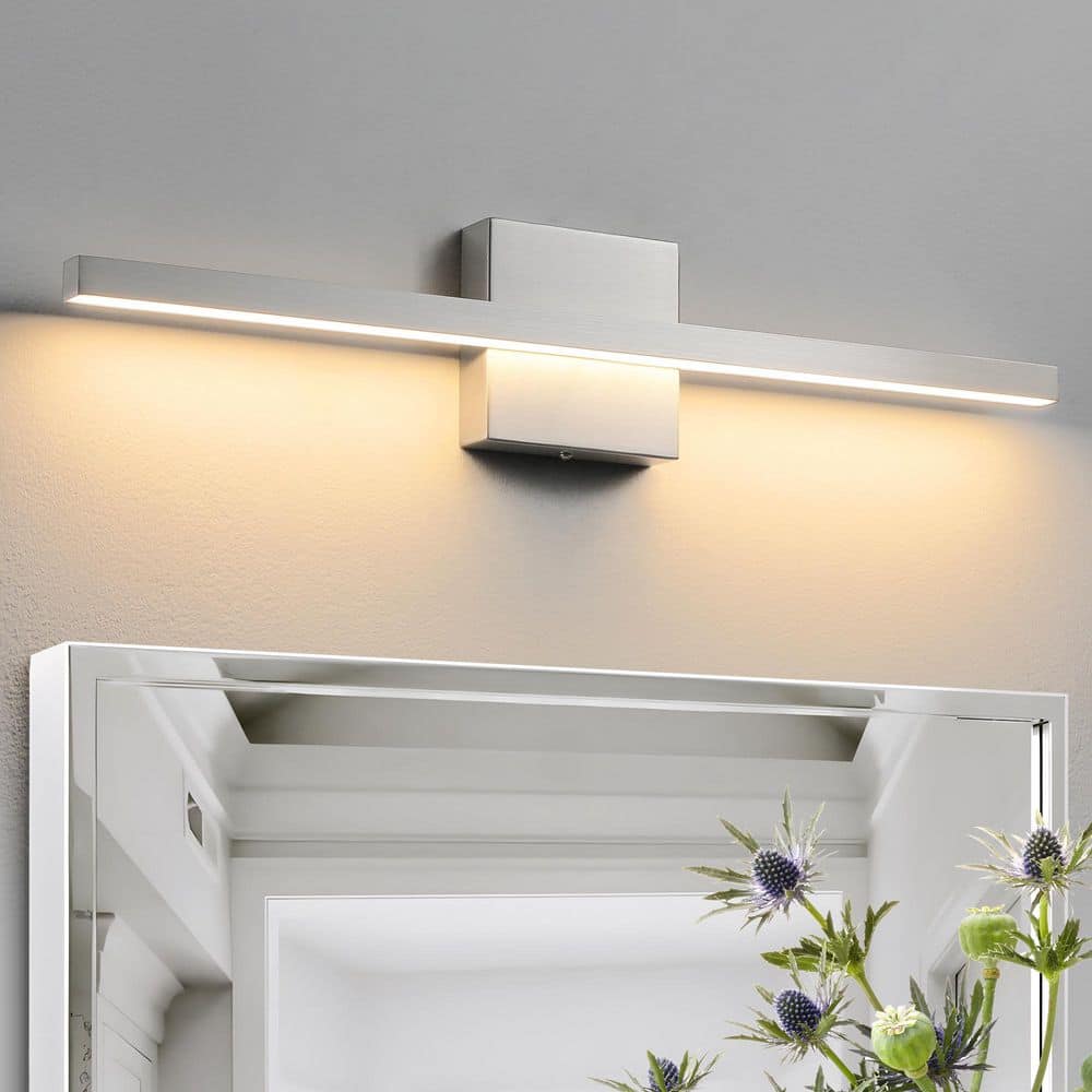 24 in. 1-Light Brushed Nickel LED Vanity Light Bar Dimmable Wall Sconce Bathroom Light Fixture with 3500K Warm Light