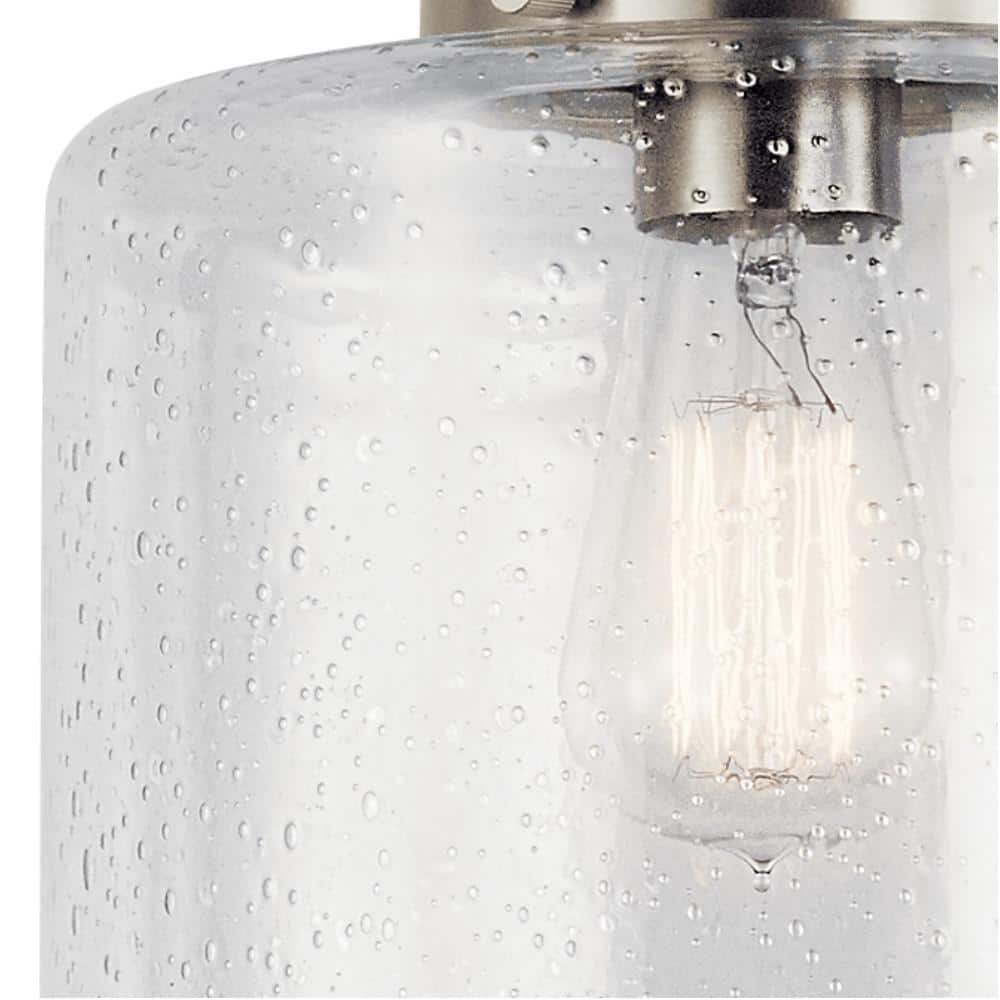 Winslow 1-Light Brushed Nickel Hallway Semi-Flush Mount Ceiling Light with Clear Seeded Glass