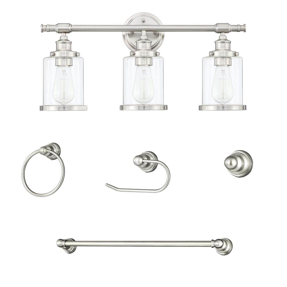23.5 in. 3 - Light Brushed Nickel Vanity Lights and Bathroom Fixture Combo Set - Stu's Home Improvement Outlet