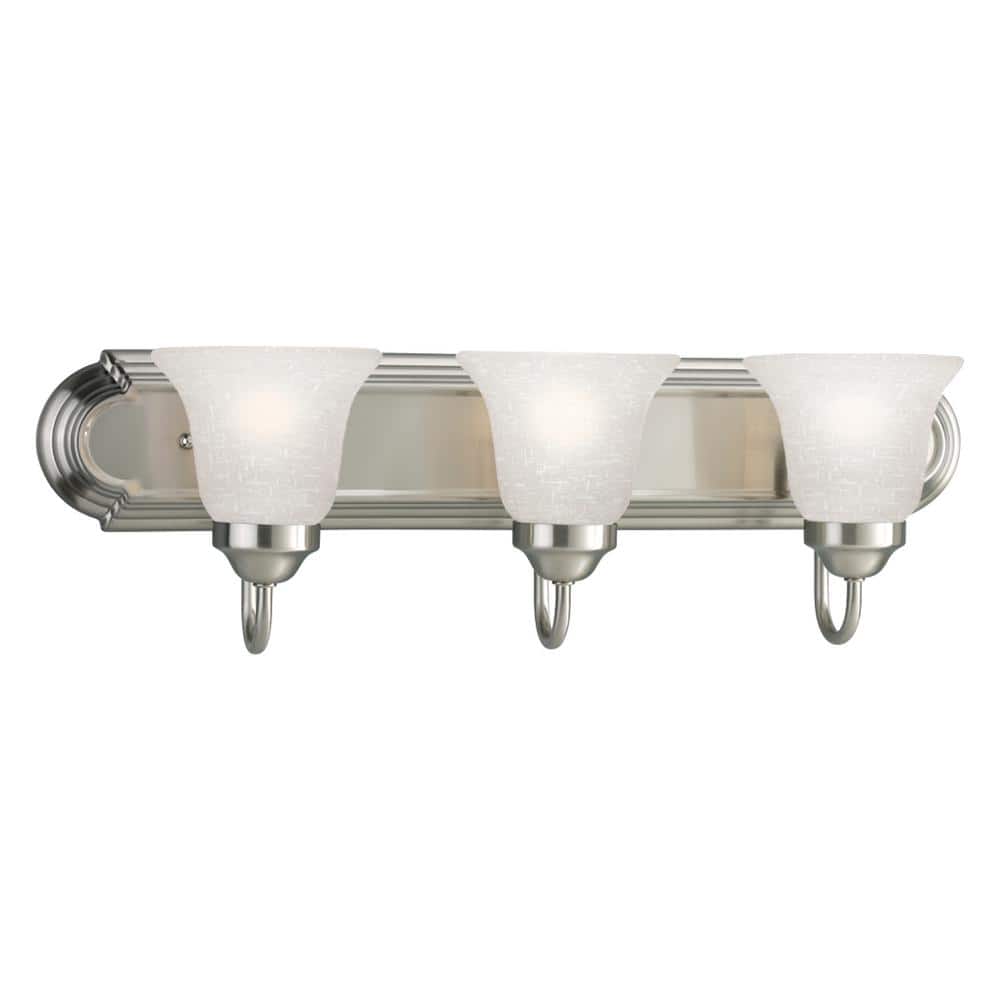24 in. 3 - Light Brushed Nickel Bathroom Vanity Light with Glass Shades - Stu's Home Improvement Outlet