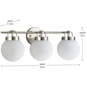 Silverdale Collection 22 in 3 - Light Brushed Nickel Soft Modern Vanity Light for Bathrooms - Stu's Home Improvement Outlet