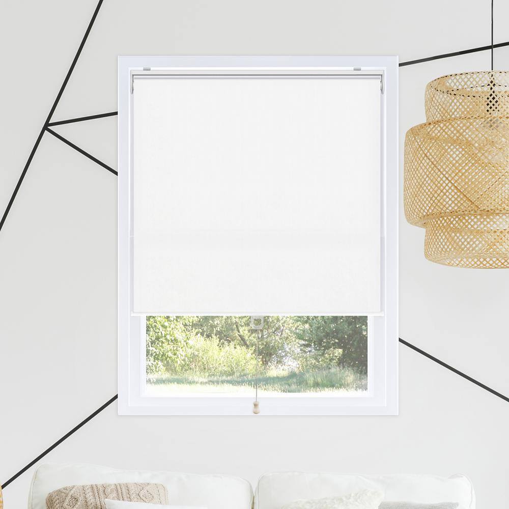 Snap-N'-Glide Byssus White Cordless Blackout Best for Kids Polyester Roller Shade 27 in. W x 72 in. L
