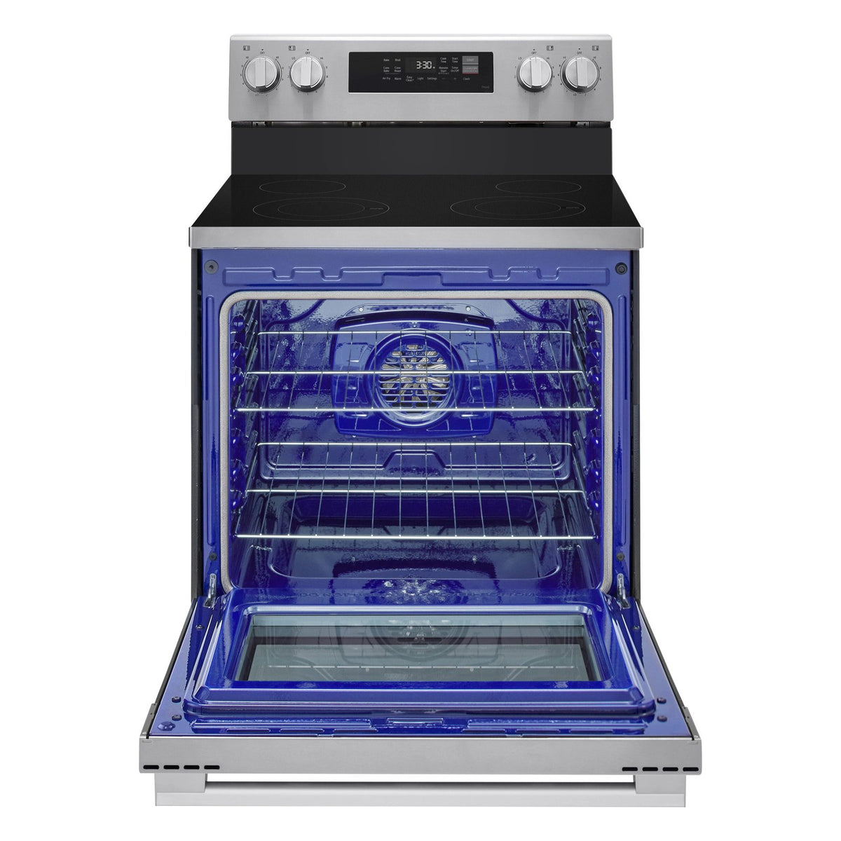 LG 30-in Glass Top 4 burners 6.3-cu ft Air Fry Convection Freestanding ( Stainless Steel )