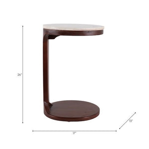 Accent Table Stone Marble Modern Design Top Walnut Brown Base Home Office Bedroom Living Room - 26 Ivory & Brown - Stu's Home Improvement Outlet