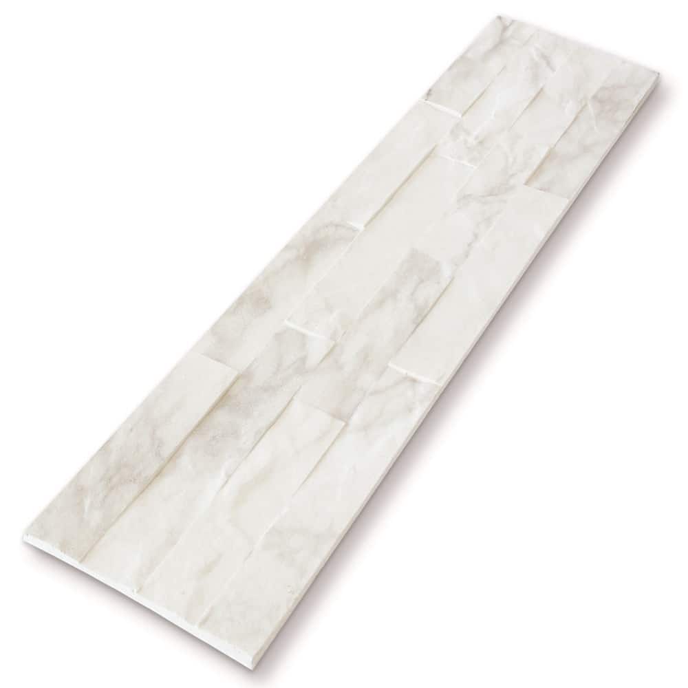 Quartizite Panel 6 in. x 23.6 in. Matte Carrara White Natural Clay Flexible Stone Slate Wall Tile (9.7 sq. ft. /Case) - Stu's Home Improvement Outlet