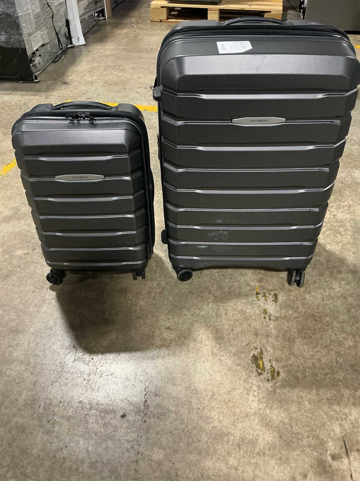 Samsonite Hard-Sided 20 & 24 Inch 2-Piece Lightweight Checked Large Expandable Element Suitcase Set: Durable, 360° Spinner Wheels, Adjustable Telescopic Handle, TSA-Approved Lock - Alpine Black