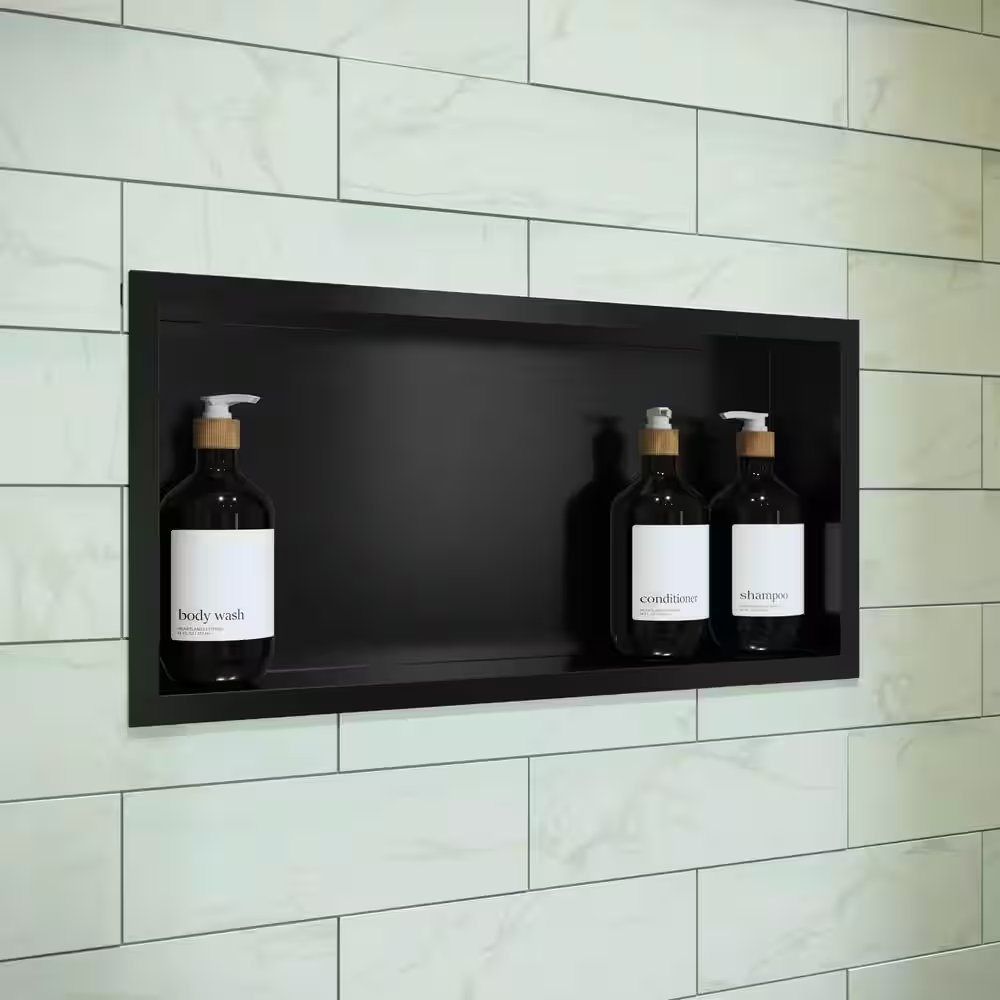 Voltaire 12 in. W x 4 in. H x 24 in. D Stainless Steel Shower Niche in Matte Black