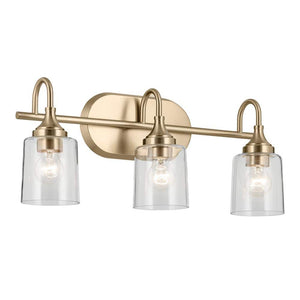 Erta 24 in. 3 - Light Champagne Bronze Bathroom Vanity Light with Clear Glass Shades - Stu's Home Improvement Outlet