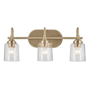 Erta 24 in. 3 - Light Champagne Bronze Bathroom Vanity Light with Clear Glass Shades - Stu's Home Improvement Outlet