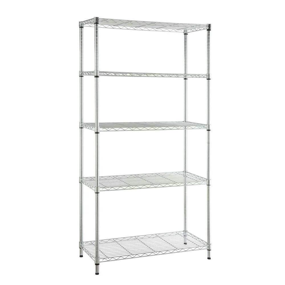 5-Tier Steel Wire Shelving Unit in Chrome (36 in. W x 72 in. H x 16 in. D)
