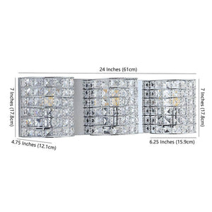 Clara Deco 24 in. 3 - Light Metal/Crystal Classic Glam LED Vanity Light, Chrome - Stu's Home Improvement Outlet