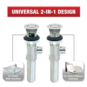 2 in 1 - Easy Pop - Up Plastic Pop - Up Drain, Chrome - Stu's Home Improvement Outlet