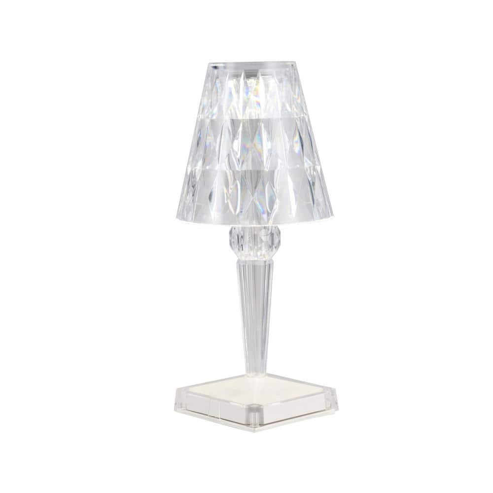 10.25 in. ambient elegant acrylic crystal-cut Rechargeable Table Lamps with Crystal Cut Shades