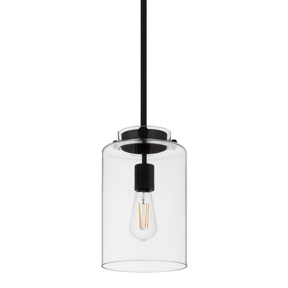 Mullins 6.75 in. 1-Light Coal Mini Pendant Hanging Light, Kitchen Pendant Lighting