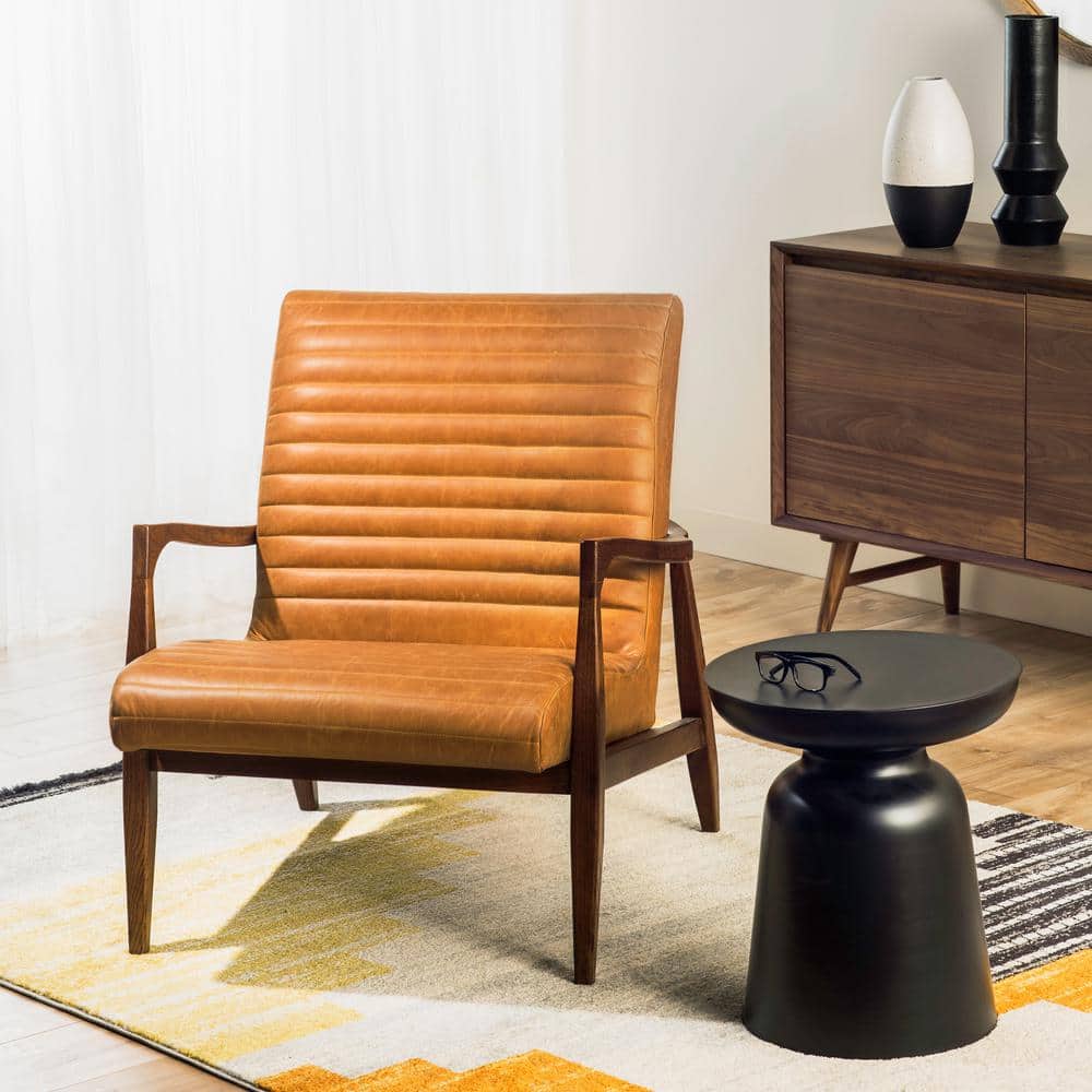Rowan Cognac Tan Leather Arm Chair (Set of 1) - Stu's Home Improvement Outlet