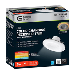 6 in. Selectable CCT Integrated LED Recessed Light Trim with Night Light Feature 670 Lumens 11 - Watt Dimmable - Stu's Home Improvement Outlet