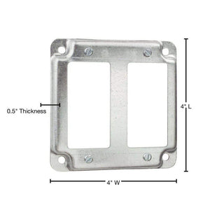 4 in. Square Steel Metallic Box Cover for 2 GFCI Receptacles (RS17 - 10R) - Stu's Home Improvement Outlet