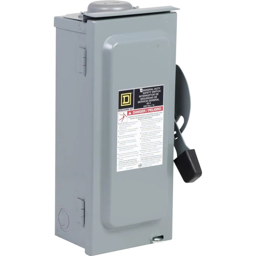 Square D 60 Amp Single Phase (120V/240V) Fusible Outdoor General-duty Safety Switch Disconnect