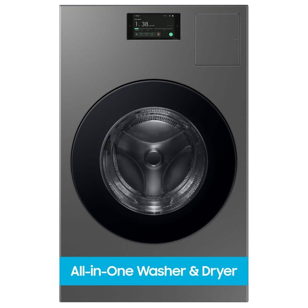 Bespoke 5.3 cu. ft. Ultra Capacity All - In - One Washer Dryer Combo with Super Speed and Ventless Heat Pump in Dark Steel(WD53DBA900HZ) - Stu's Home Improvement Outlet