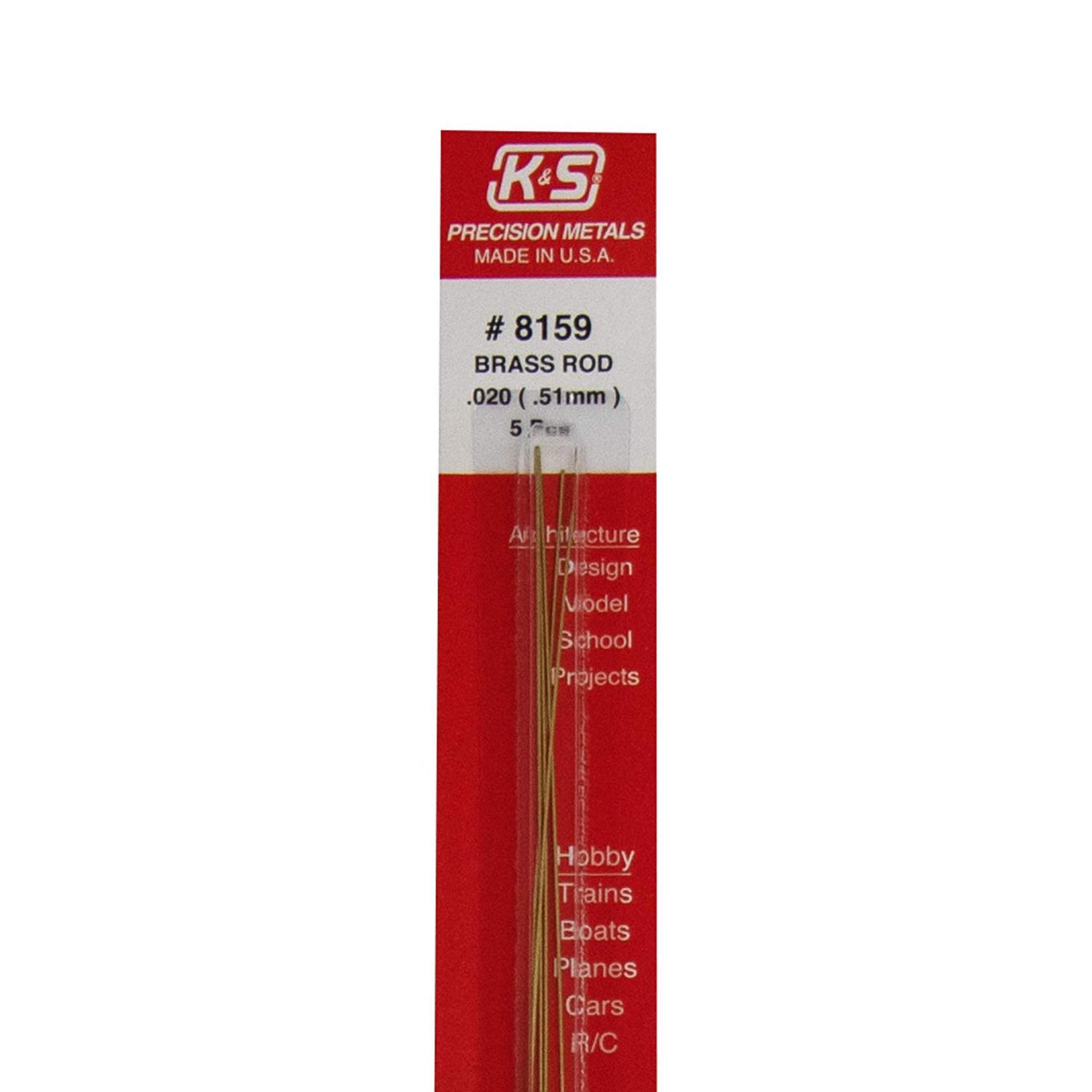 K&S 0.020 in. D X 12 in. L Brass Rod 5 pk