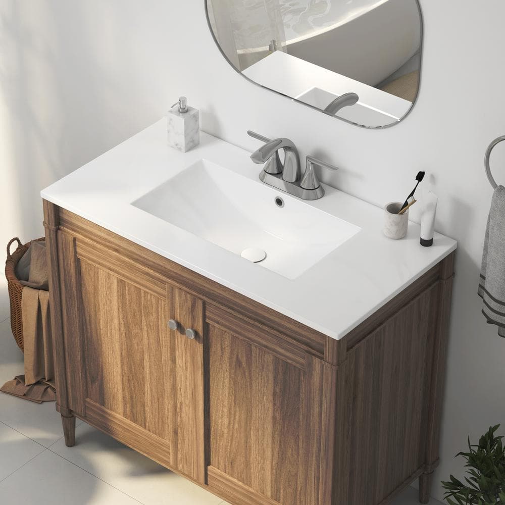 Tucson 36 in. W x 18 in. D Vitreous China Single Sink Vanity Top in White with 3 Faucet Holes (4 in. centerset)