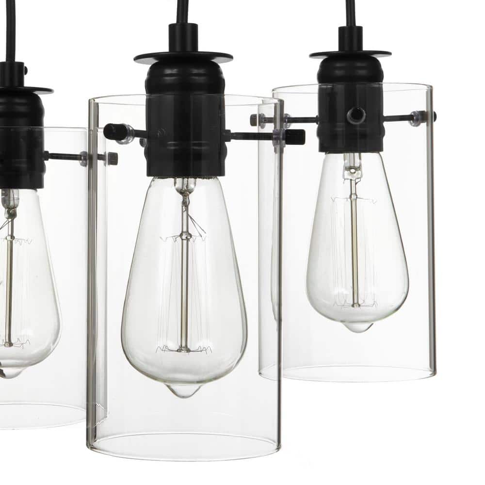 Regan 3 - Light Espresso Pendant Hanging Light with Clear Glass Shades, Industrial Kitchen Pendant Lighting - Stu's Home Improvement Outlet