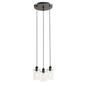 Regan 3 - Light Espresso Pendant Hanging Light with Clear Glass Shades, Industrial Kitchen Pendant Lighting - Stu's Home Improvement Outlet