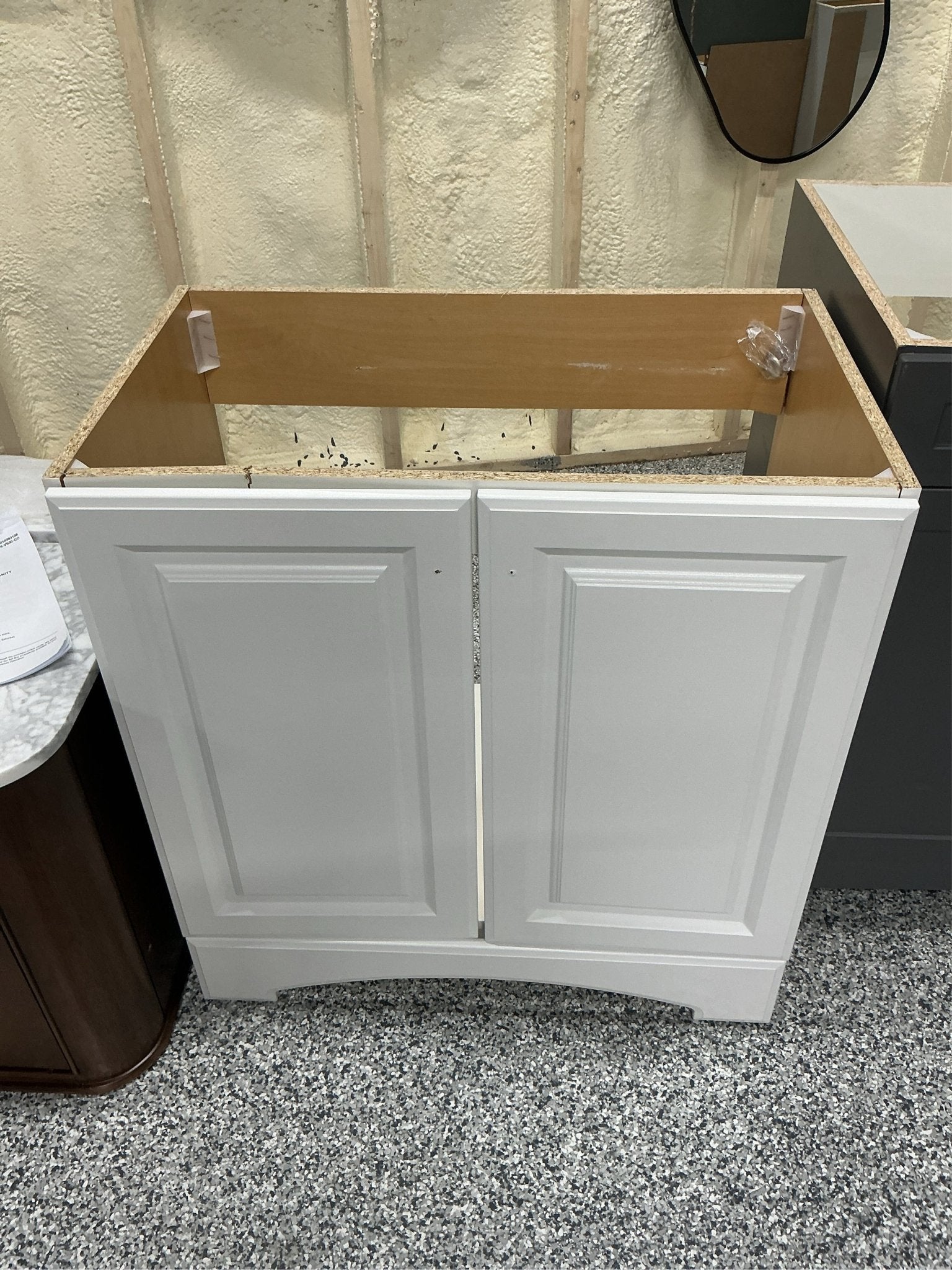 White 2 Door 31 in Bath Vanity No Top Discounted - Stu's Home Improvement Outlet