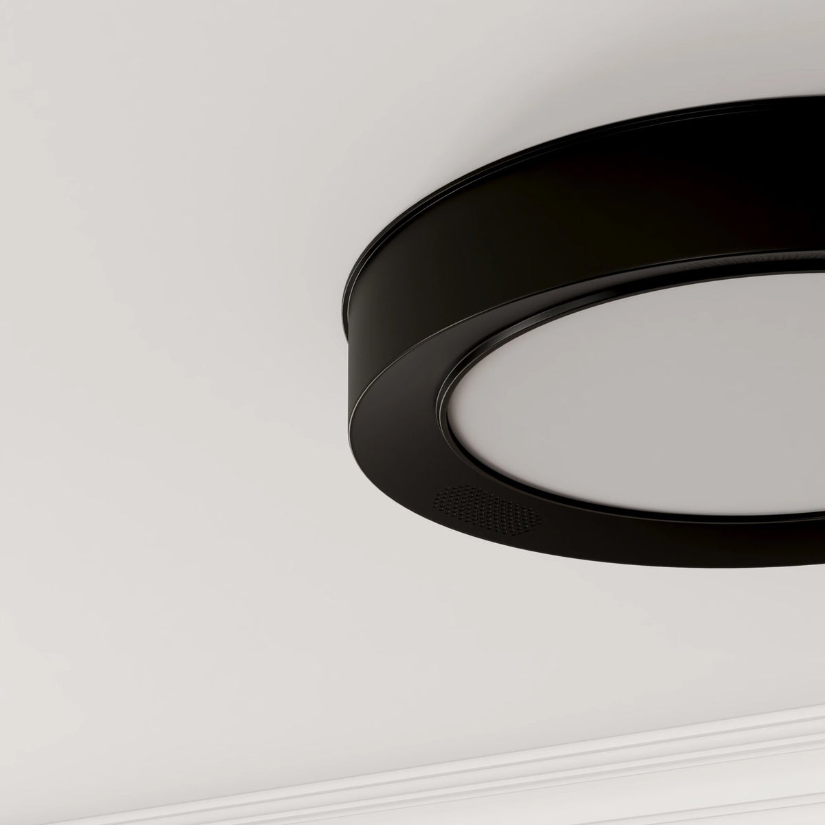 Project Source 13-in black Indoor 1 -Light Smart LED Flush Mount Light Metal Remote Control Included