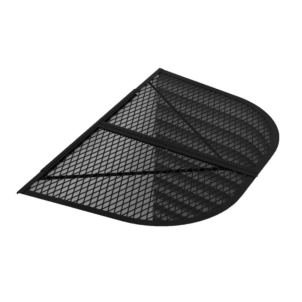 Window Well Cover 38 in. W x 54 in. H x 3.5 in. D Steel Powder Coated Black D Shaped Egress Covering Semi-Universal Fit