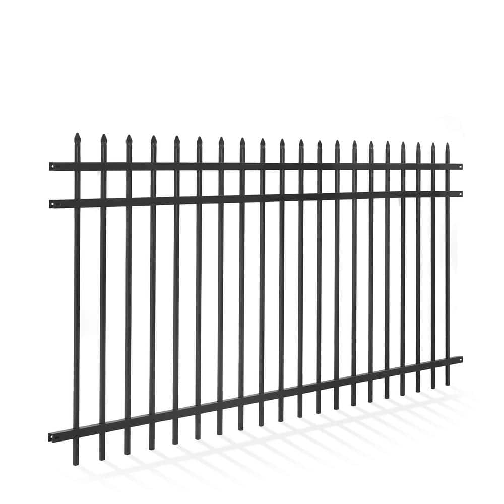 4 ft. x 8 ft. Heavy-Duty Steel Spaced Bar Pointed Pinnacle Metal Fence Panel (Single Panel)