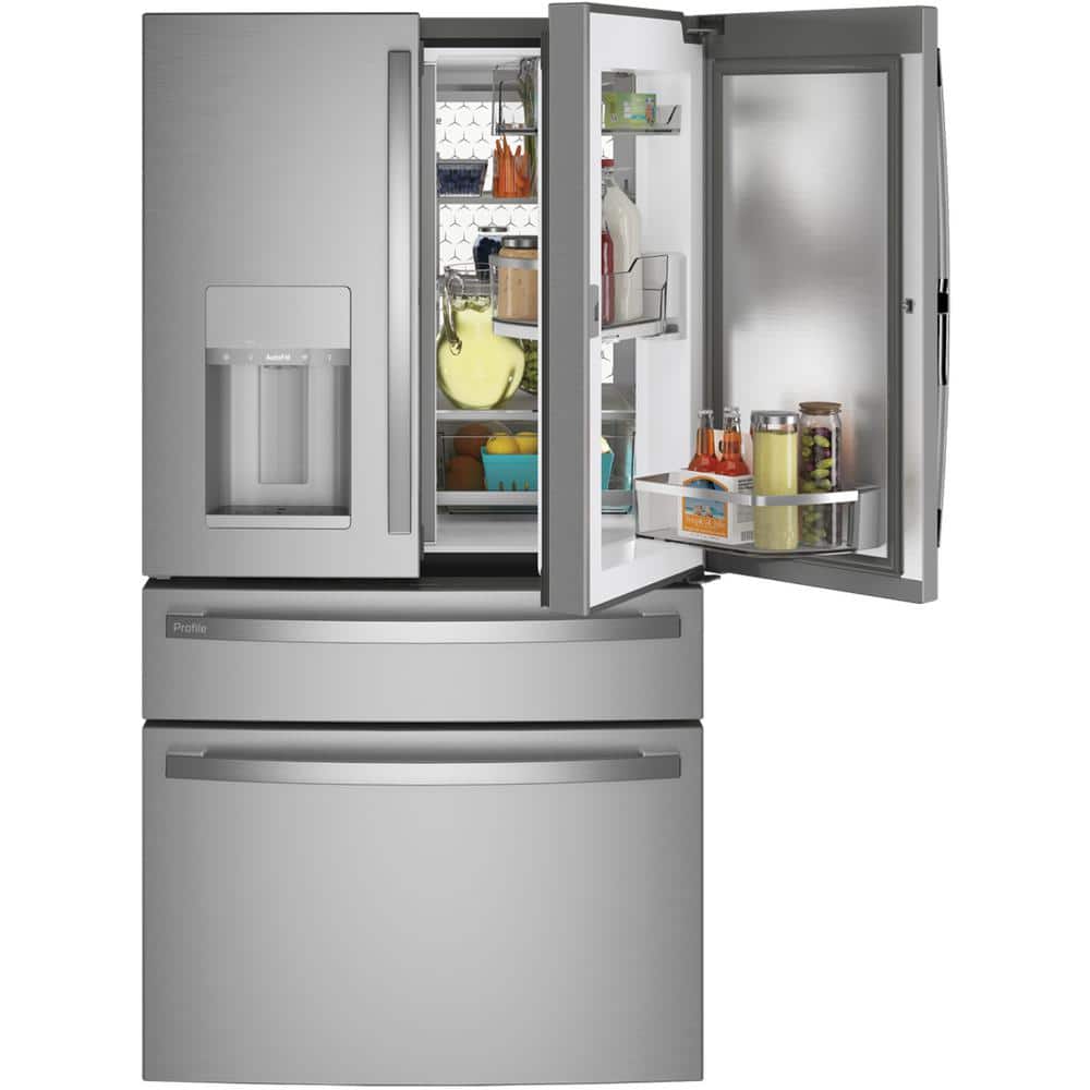 Profile 27.9 cu. ft. Smart 4-Door French Door Refrigerator with Door in Door in Fingerprint Resistant Stainless Steel