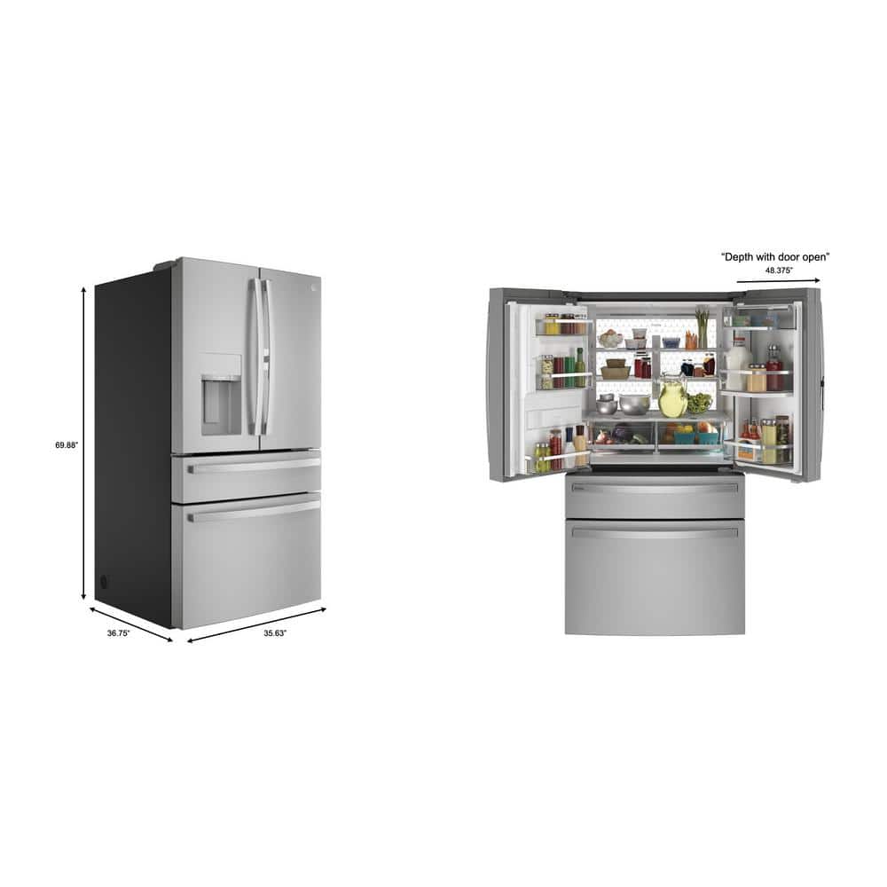 Profile 27.9 cu. ft. Smart 4-Door French Door Refrigerator with Door in Door in Fingerprint Resistant Stainless Steel