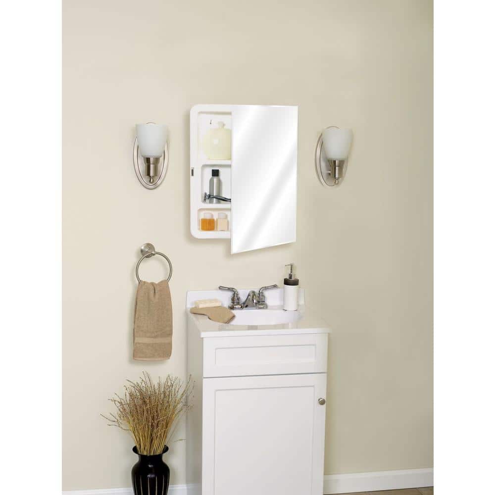Glacier Bay 16 in. W x 20 in. H x 4 in. D Recessed Frameless Mirrored Medicine Cabinet in Mirrored Glass