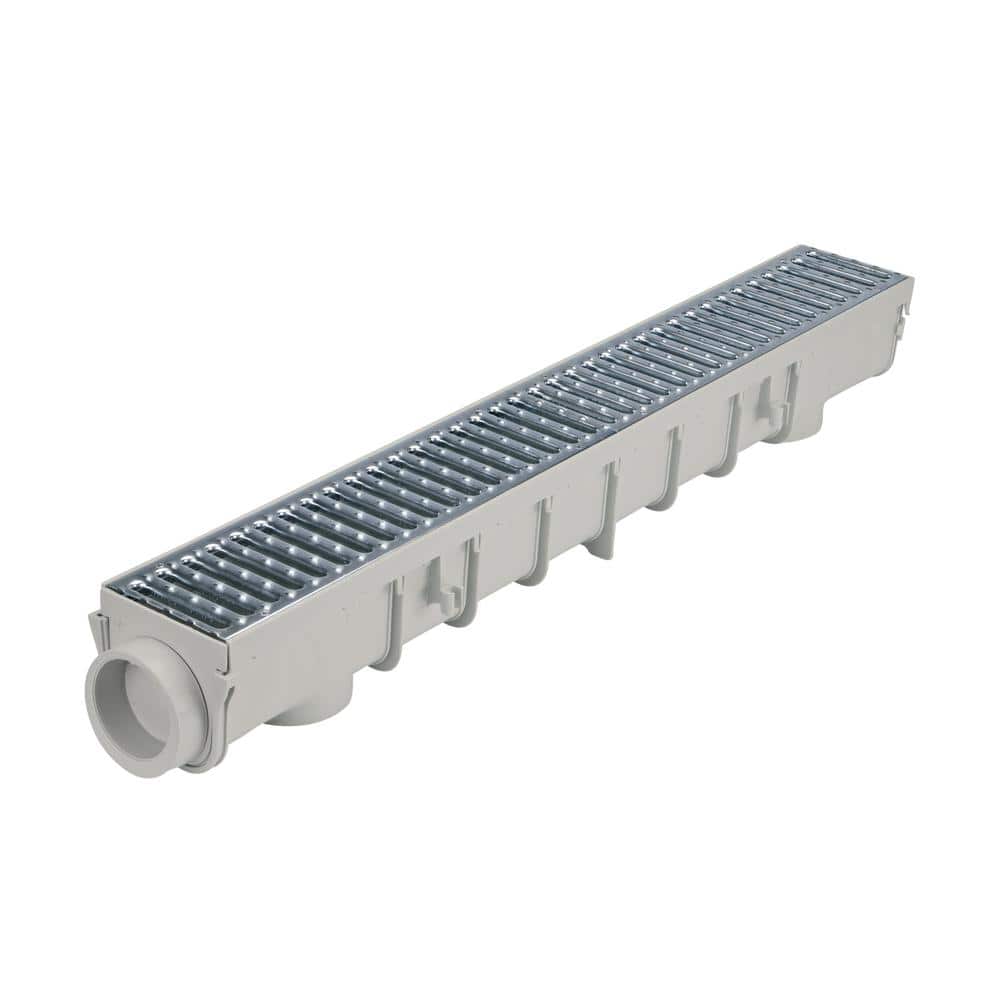 Pro Series 5 in. x 40 in. Channel Drain Kit with Metal Grate 3 Pack