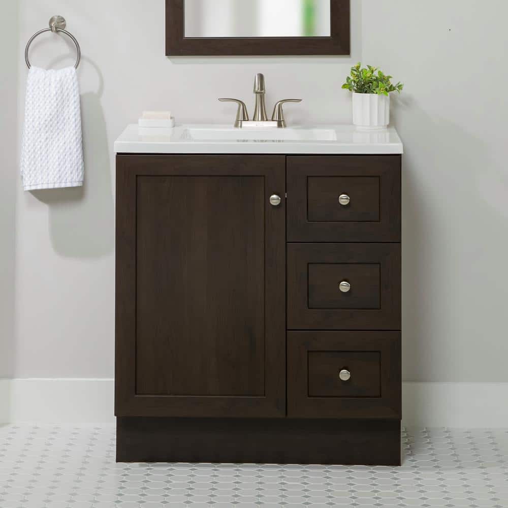Bannister 31 in. Single Sink Dusk Bath Vanity with White Cultured