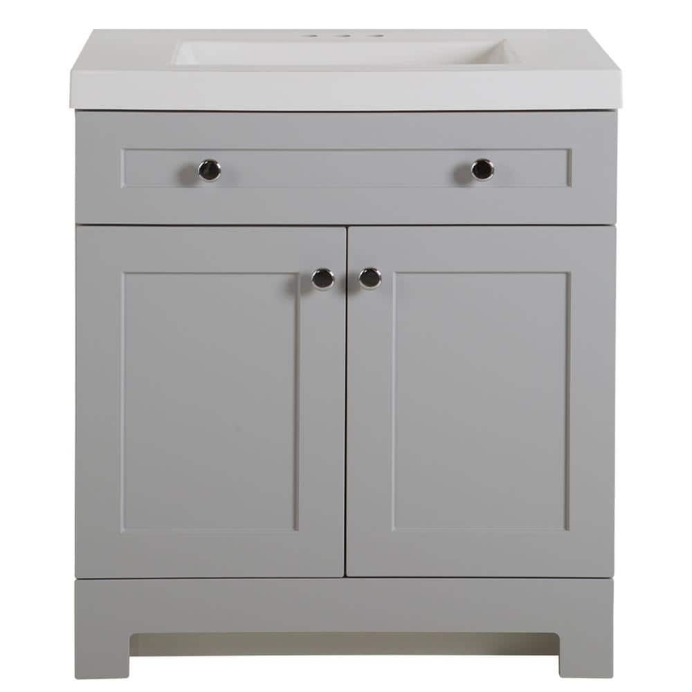 Everdean 31 in. W x 19 in. D x 34 in. H Single Sink Bath Vanity in Pearl Gray with White Cultured Marble Top