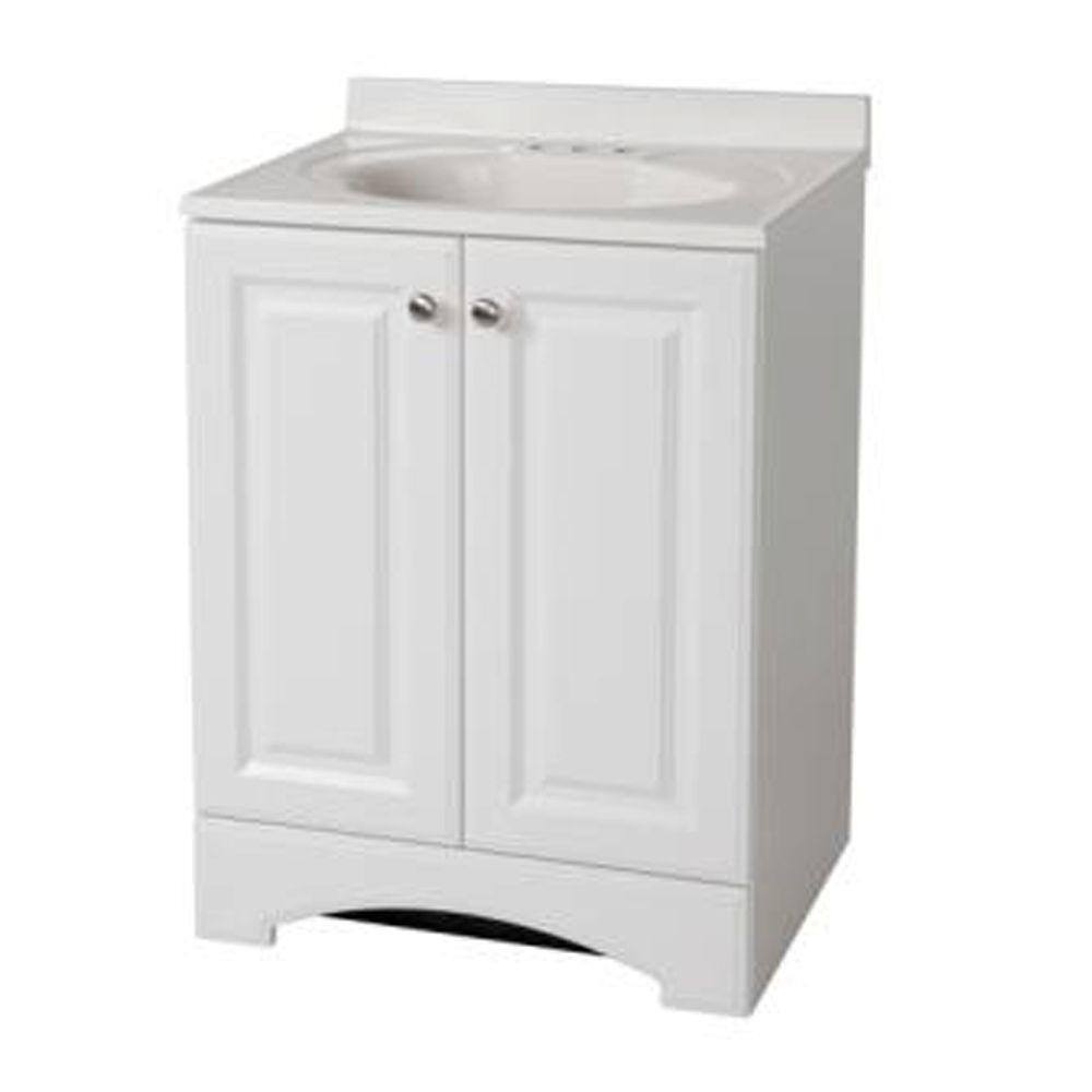 24 in. W x 36 in. H x 19 in. D Bath Vanity in White with Vanity Top in White and White Basin - Stu's Home Improvement Outlet